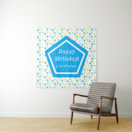 Farbenfrohe Sternenjungen 4. Geburtstag Wandteppich