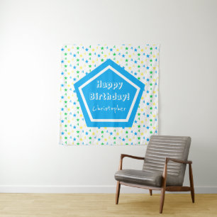 Farbenfrohe Sternenjungen 4. Geburtstag Wandteppich