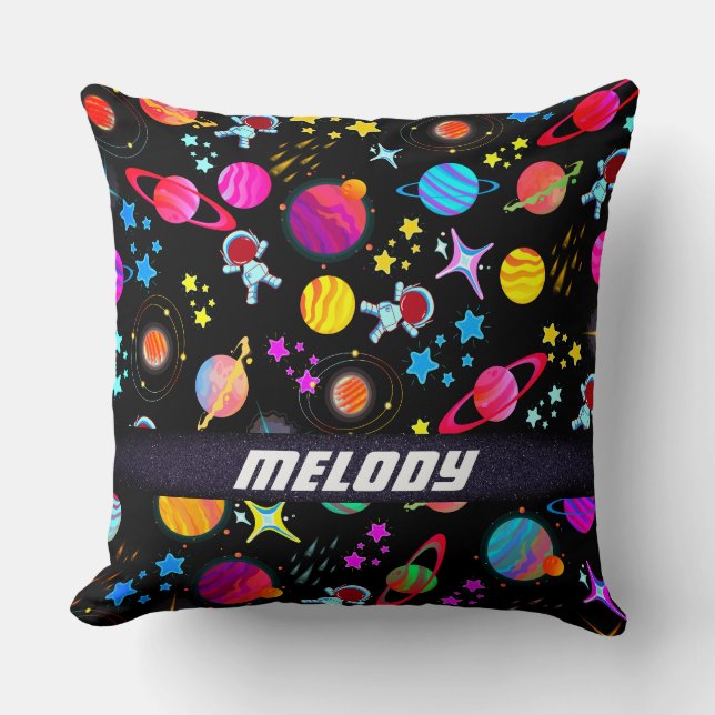farbenfrohe Sternenmuster des Weltraums Kissen (Vorderseite)