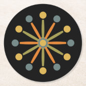 Farbenfrohe Sternexplosion des mittleren Jahrhunde Runder Pappuntersetzer (Vorderseite)