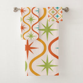 Farbenfrohe Sternexplosionen aus dem Mittelalter a Badhandtuch Set