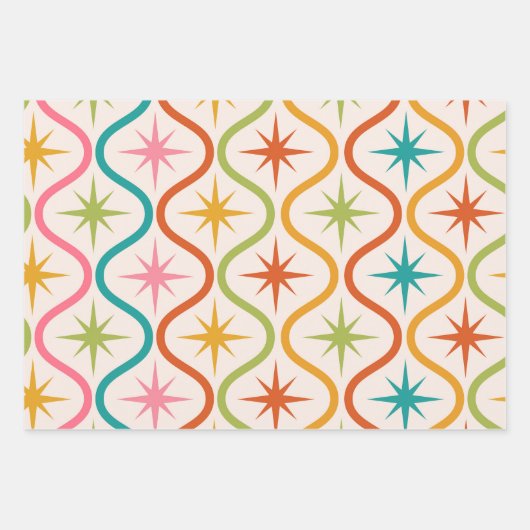 Farbenfrohe Sternexplosionen aus dem Mittelalter a Geschenkpapier Set (Vorderseite)