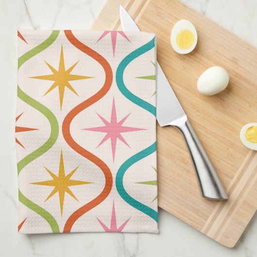 Farbenfrohe Sternexplosionen aus dem Mittelalter a Geschirrtuch (Viertel Falte)