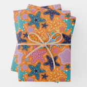 Farbenfrohe Sternfische Geschenkpapier Set (Beispiel)