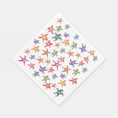 Farbenfrohe Sternfische, Meeresstars Papier Napkin Serviette (Ecke)