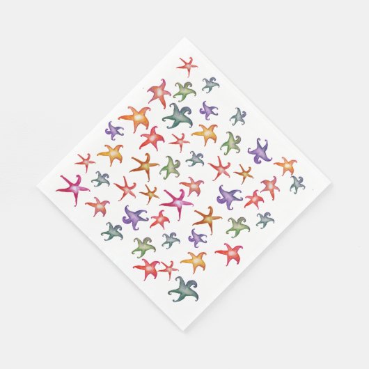 Farbenfrohe Sternfische, Meeresstars Papier Napkin Serviette (Ecke)