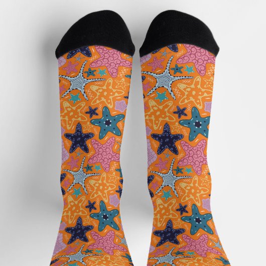 Farbenfrohe Sternfische Socken (Oben)