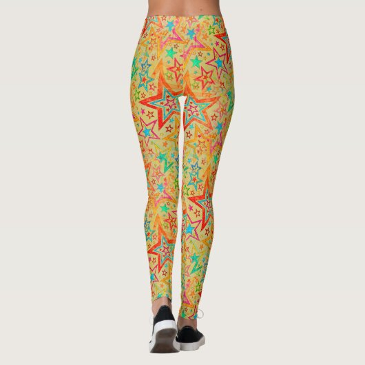 Farbenfrohe Sterngrunge-Muster nahtlos + Ihre Idee Leggings (Rückseite)
