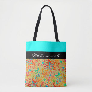 Farbenfrohe Sterngrunge-Muster nahtlos + Ihre Idee Tasche