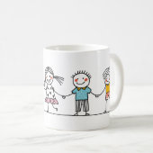Farbenfrohe Stick Man Illustration Set Kaffee Tass Kaffeetasse (VorderseiteRechts)