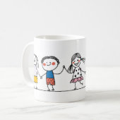 Farbenfrohe Stick Man Illustration Set Kaffee Tass Kaffeetasse (Vorderseite Links)