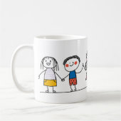 Farbenfrohe Stick Man Illustration Set Kaffee Tass Kaffeetasse (Links)