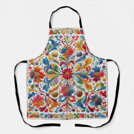 Farbenfrohe Stickerei mit Blick auf Blumendesign Schürze