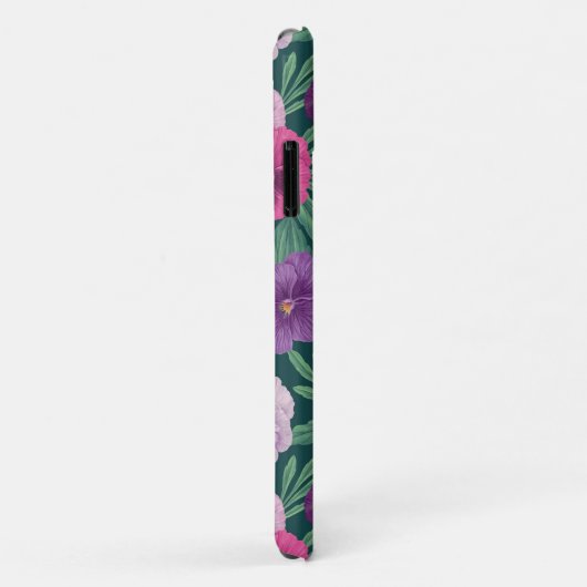 Farbenfrohe Stiefmütterchen auf dunkelgrünblau Case-Mate iPhone Hülle (Hinten/Rechts)