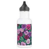 Farbenfrohe Stiefmütterchen auf dunkelgrünblau Edelstahlflasche (Rechts)