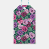 Farbenfrohe Stiefmütterchen auf dunkelgrünblau Geschenkanhänger (Vorderseite)