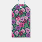 Farbenfrohe Stiefmütterchen auf dunkelgrünblau Geschenkanhänger (Rückseite)