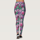 Farbenfrohe Stiefmütterchen auf dunkelgrünblau Leggings (Rückseite)