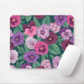 Farbenfrohe Stiefmütterchen auf dunkelgrünblau Mousepad (Mit Mouse)