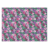 Farbenfrohe Stiefmütterchen auf dunkelgrünblau Tischdecke (Vorderseite (Horizontal))