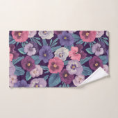 Farbenfrohe Stiefmütterchen auf tiefviolett Badhandtuch Set (Handtuch)