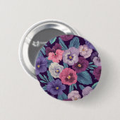 Farbenfrohe Stiefmütterchen auf tiefviolett Button (Vorne & Hinten)