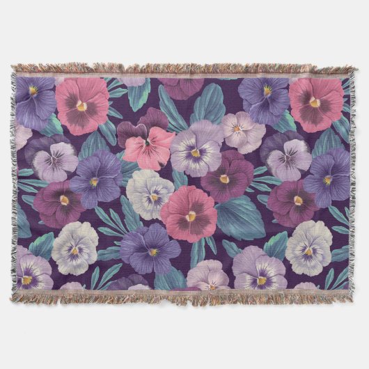 Farbenfrohe Stiefmütterchen auf tiefviolett Decke (Vorderseite)