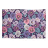 Farbenfrohe Stiefmütterchen auf tiefviolett Kissenbezug (Rückseite-Links)