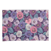 Farbenfrohe Stiefmütterchen auf tiefviolett Kissenbezug (Vorderseite-Rechts)