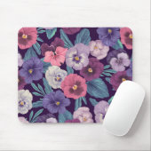 Farbenfrohe Stiefmütterchen auf tiefviolett Mousepad (Mit Mouse)