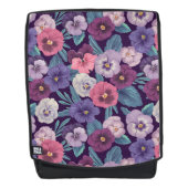 Farbenfrohe Stiefmütterchen auf tiefviolett Rucksack (Vorderseite)