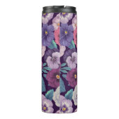 Farbenfrohe Stiefmütterchen auf tiefviolett Thermosbecher (Rückseite)