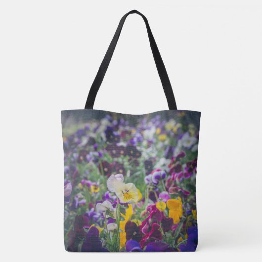 Farbenfrohe Stiefmütterchen im Garten Tasche (Rückseite)