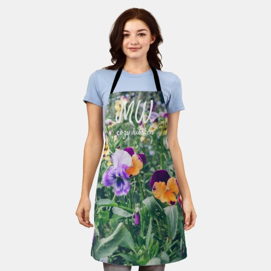 Farbenfrohe Stiefmütterchen im Sommergarten Schürze (Getragen)