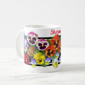 Farbenfrohe Stiefmütterchen Kaffee Tasse (Vorderseite Links)