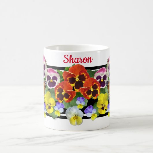 Farbenfrohe Stiefmütterchen Kaffee Tasse (Mittel)