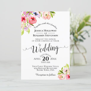 Farbenfrohe Stiefmütterchen & Wildblumen Hochzeite Einladung