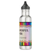 Farbenfrohe Stifte Lehrer Wertschätzung Wasser Fla Edelstahlflasche (Rechts)