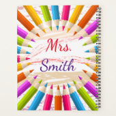 Farbenfrohe Stifte Lehrerin Wertschätzung Planer (Rückseite)