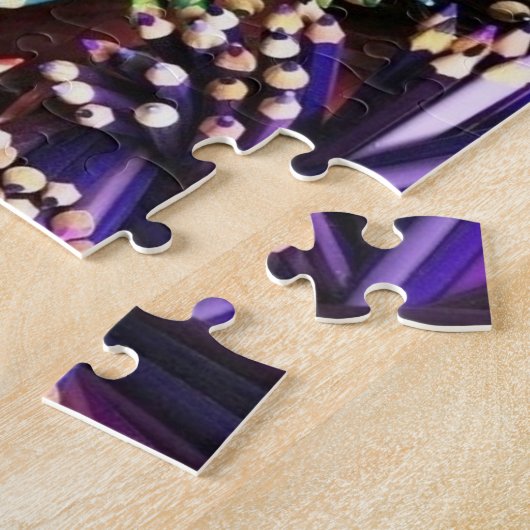 Farbenfrohe Stifte Lila Puzzle (Seite)