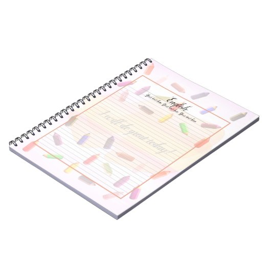 Farbenfrohe Stifte Notebook Notizblock (Linke Seite)