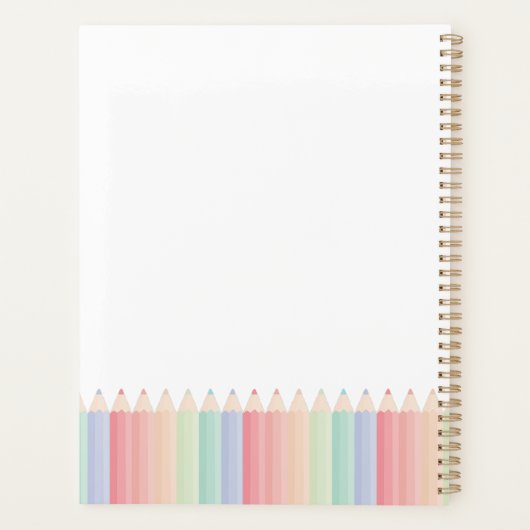 Farbenfrohe Stifte Personalisiert Lehrer Jahr Plan Planer (Rückseite)