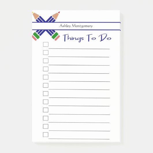 Farbenfrohe Stifte Post-it Klebezettel (Vorderseite)