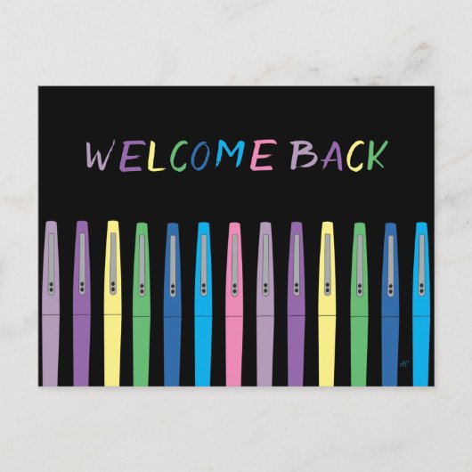 Farbenfrohe Stifte Schwarze Postkarte (Vorderseite)