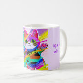 Farbenfrohe Stilelemente Abstrakter Pop Art Cat in Kaffeetasse (VorderseiteRechts)