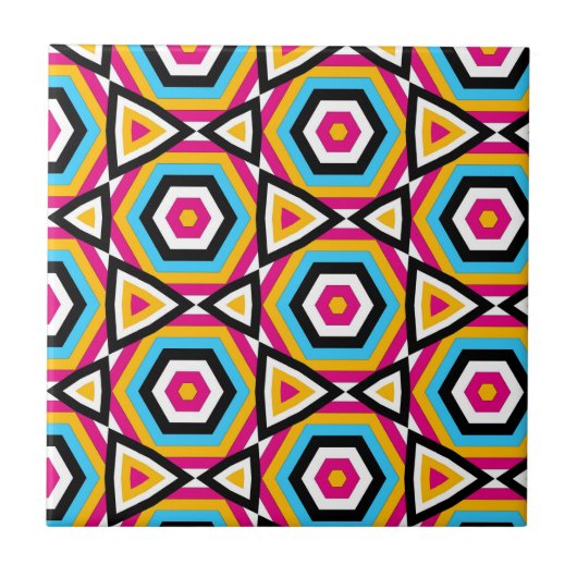 Farbenfrohe Stilelemente Modernes geometrisches Mu Fliese (Vorderseite)