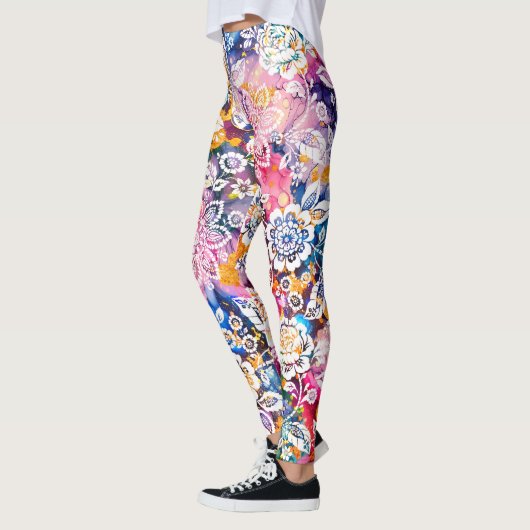 Farbenfrohe Stilfeder Leggings (Links)