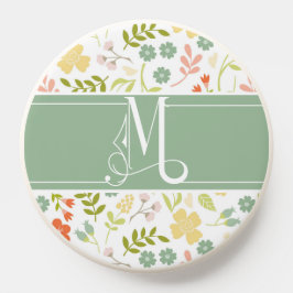 Farbenfrohe stilisierte Blume Muster Monogram M PopSocket