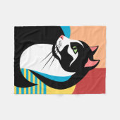 Farbenfrohe stilisierte Katze Fleecedecke (Vorderseite (Horizontal))