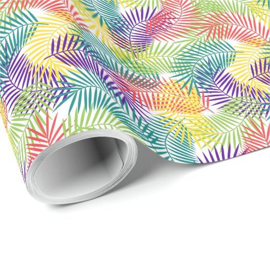 Farbenfrohe, stilisierte Kokospalmenmuster Geschenkpapier (Rolleneckpunkt)